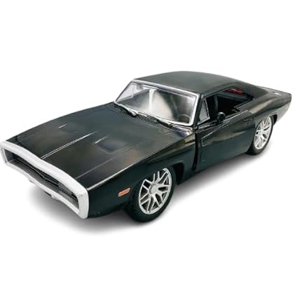 Fast & Furious 1970 Dodge RC Muscle Car – High Speed, Glossy Black with Lights & Openable Doors