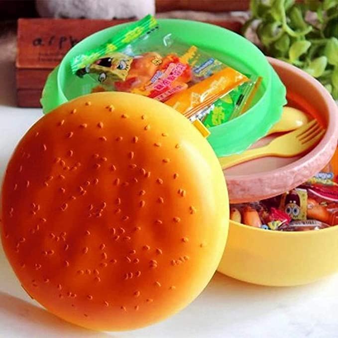 Round Burger Lunch Box for Office and School