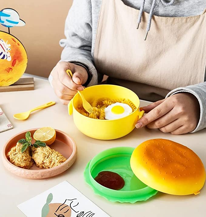 Round Burger Lunch Box for Office and School
