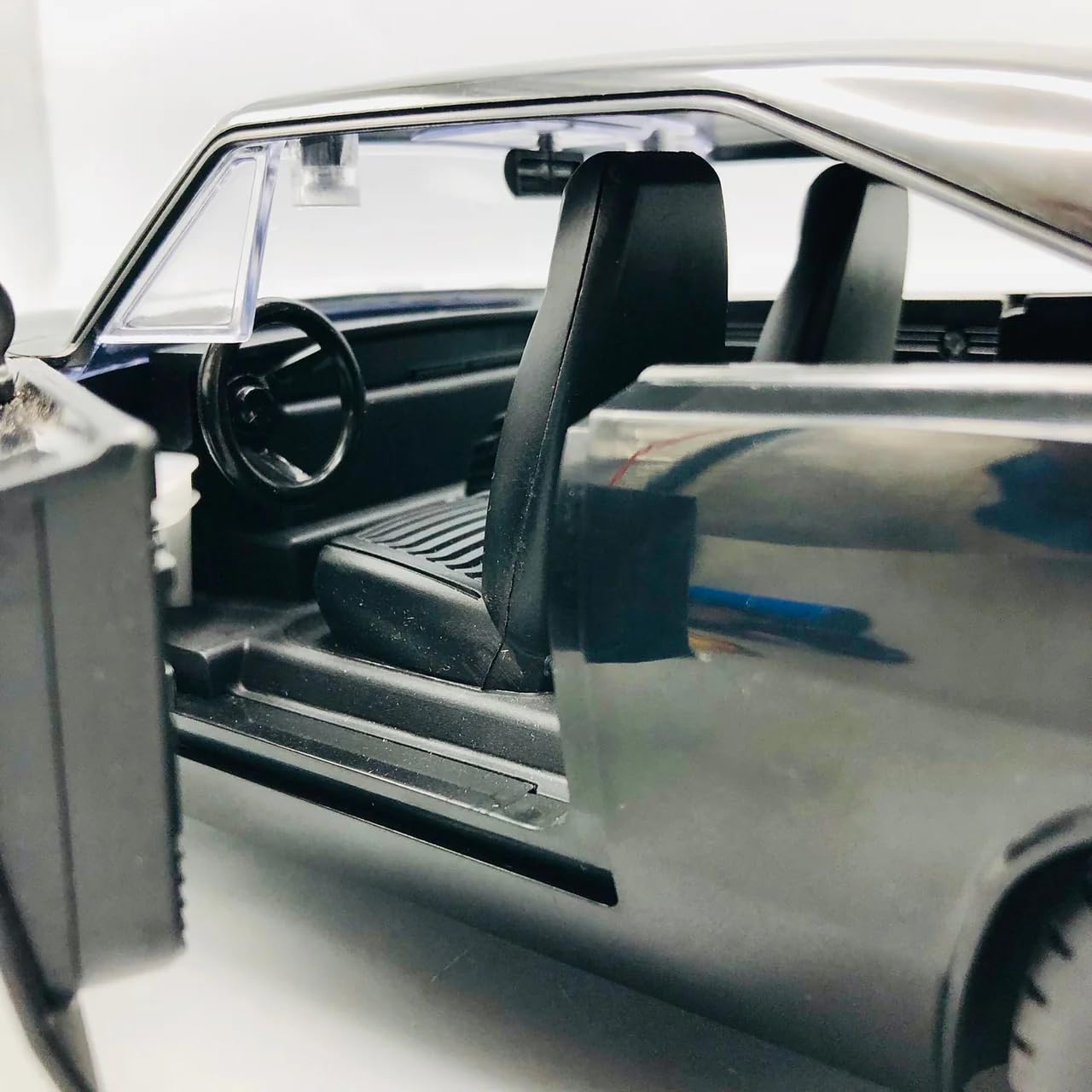 Fast & Furious 1970 Dodge RC Muscle Car – High Speed, Glossy Black with Lights & Openable Doors