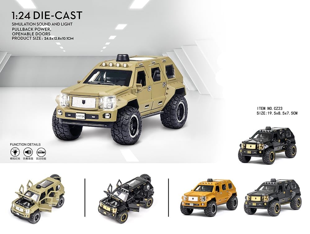 G-Patton Big Daddy SUV – Die-Cast Pull Back Car with Lights & Sound (1:24 Scale)