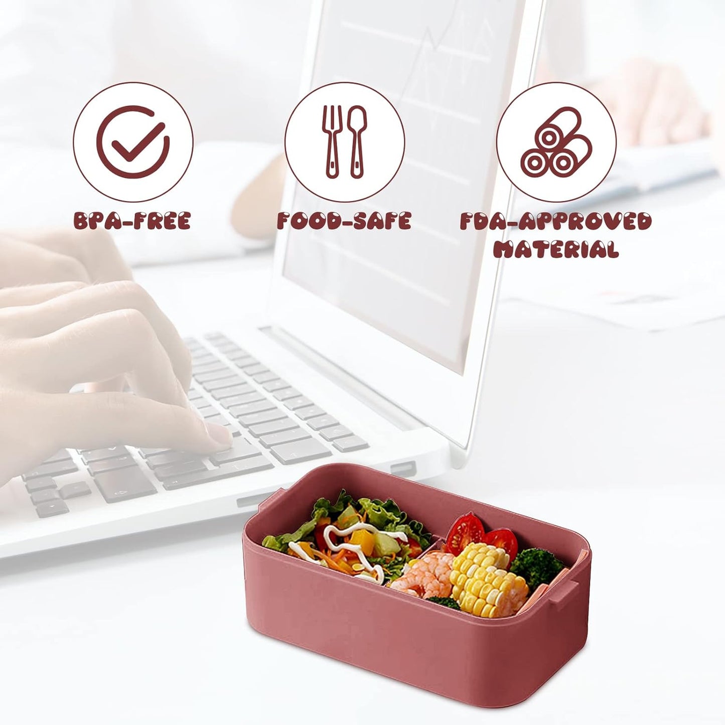 2-Layer Stackable Lunch Box Container with Tray Cutlery