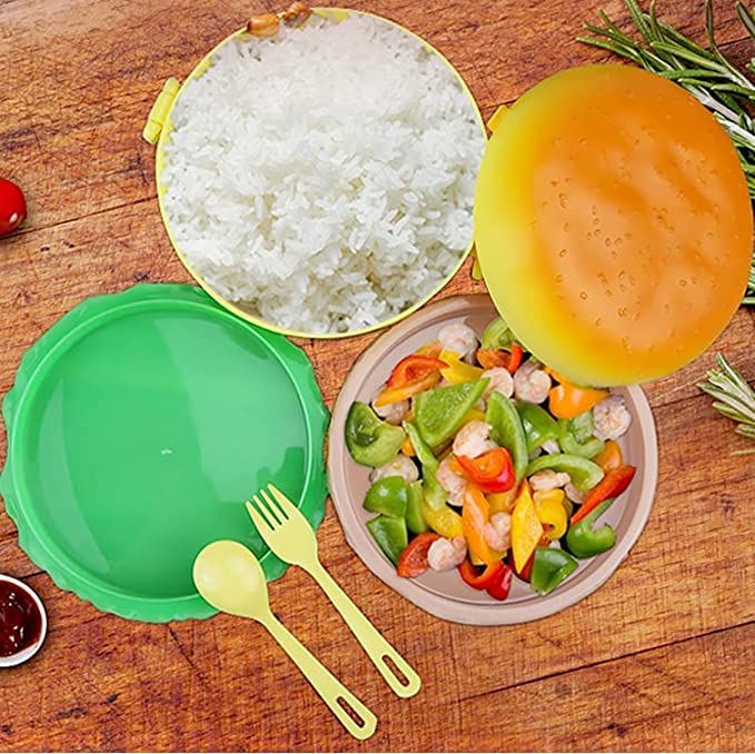 Round Burger Lunch Box for Office and School