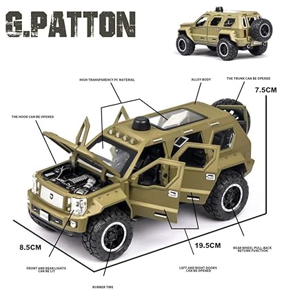 G-Patton Big Daddy SUV – Die-Cast Pull Back Car with Lights & Sound (1:24 Scale)
