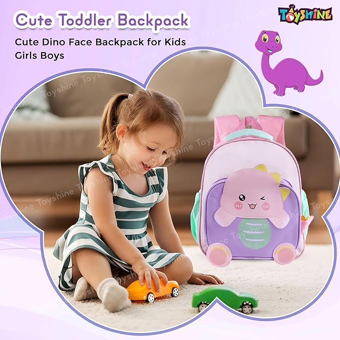 30cm Cute Dino Theme Kindergarten Backpack for Kids Girls Boys Toddler Backpack Preschool Nursery Travel Bag Picnic Bag, Mini Size