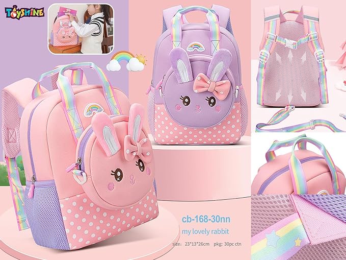 Cute Bow Rabbit Backpacks for Kids Girls Boys Cute Toddler Backpack Preschool Nursery Travel Bag