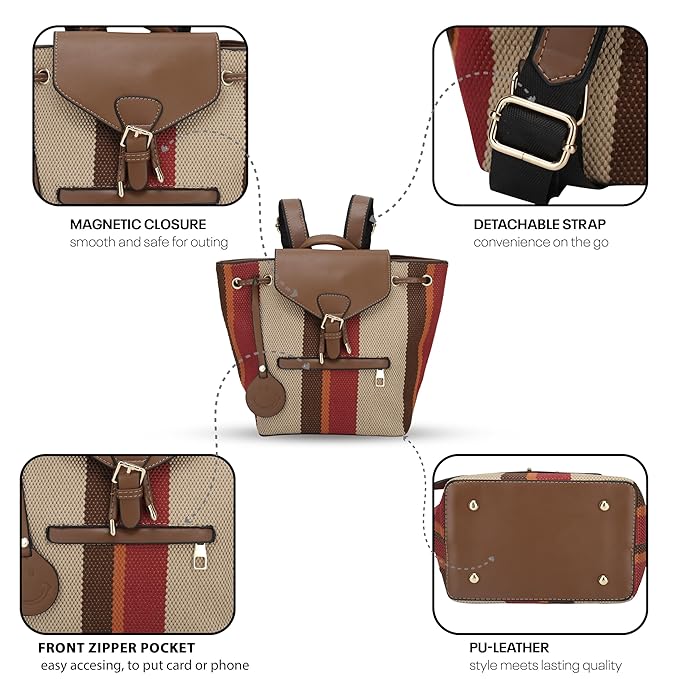 PU Leather Shoulder Backpack For Women's
