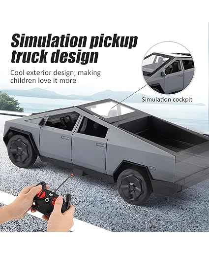 Rush RC Tesla Cybertruck for Kids – High Speed 1:14 Scale Car with Lights, 2.4GHz Remote & All-Terrain Tires