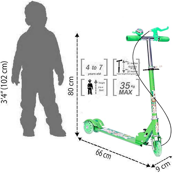 Kid Fordable 3 Wheeler Cycle Height Adjustable Scooter Runner Ride On