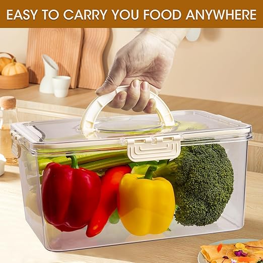 Transparent Refrigerator Organizer with 3 Removable Colanders