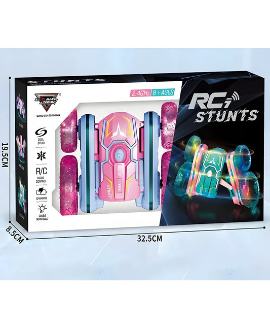 RC Stunt Car Toy with 360° Flips, LED Lights, Double-Sided Driving & Rechargeable Battery