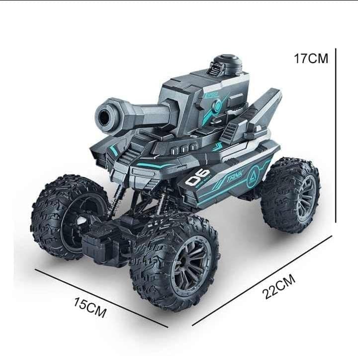 RC Tank Car with Water Bullet Shooting, LED Lights, Sounds & 4WD – Monster Truck Style for Kids