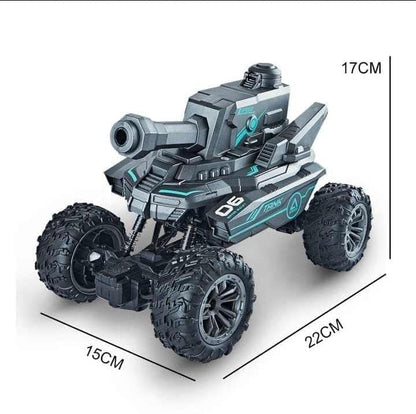 RC Tank Car with Water Bullet Shooting, LED Lights, Sounds & 4WD – Monster Truck Style for Kids
