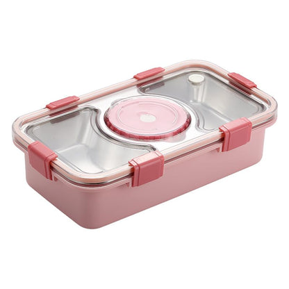 3 Compartments Stainless Steel Lunch Box with Cup