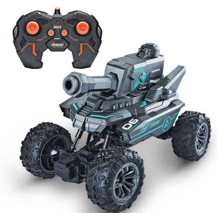 RC Tank Car with Water Bullet Shooting, LED Lights, Sounds & 4WD – Monster Truck Style for Kids