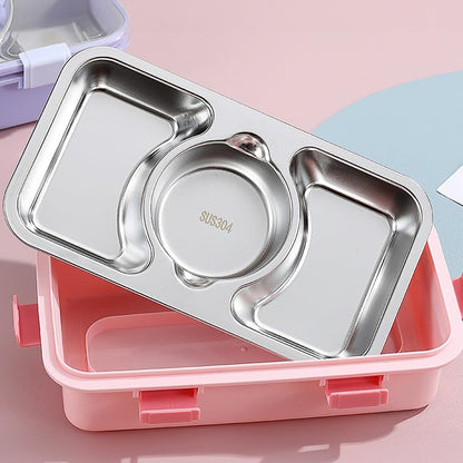 3 Compartments Stainless Steel Lunch Box with Cup