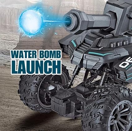 RC Tank Car with Water Bullet Shooting, LED Lights, Sounds & 4WD – Monster Truck Style for Kids