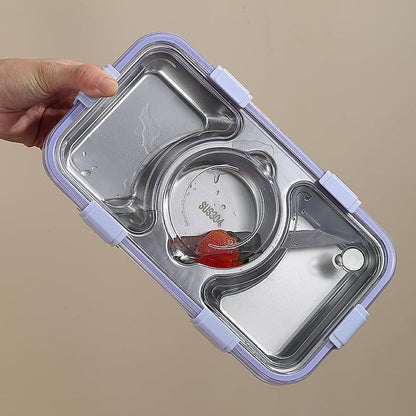 3 Compartments Stainless Steel Lunch Box with Cup
