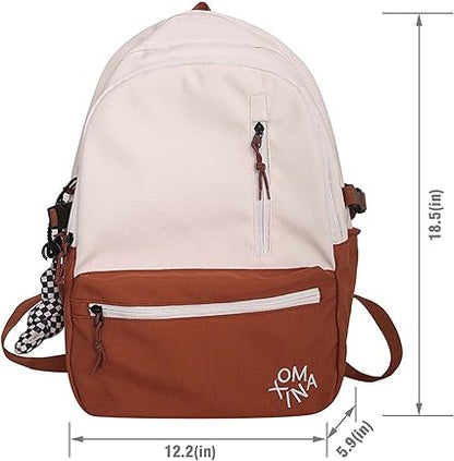 Backpack Cute with Flower Pin Pendant School Bag Aesthetic Pastel Supplies Accessories Canvas Daypack