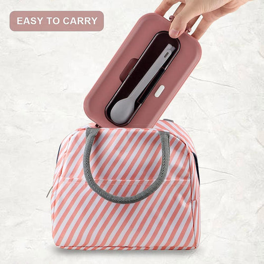 2-Layer Stackable Lunch Box Container with Tray Cutlery