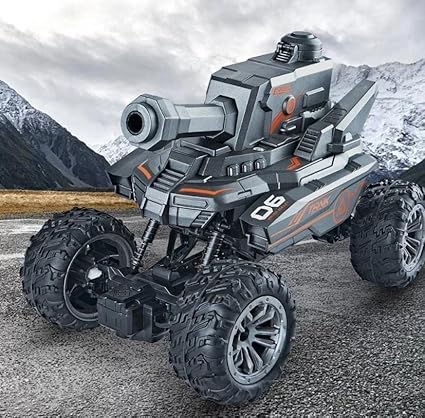 RC Tank Car with Water Bullet Shooting, LED Lights, Sounds & 4WD – Monster Truck Style for Kids