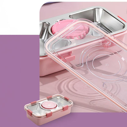 3 Compartments Stainless Steel Lunch Box with Cup