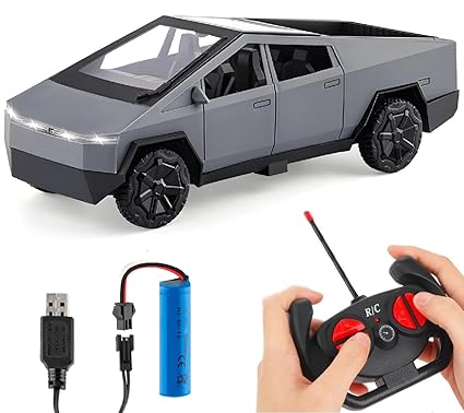 Rush RC Tesla Cybertruck for Kids – High Speed 1:14 Scale Car with Lights, 2.4GHz Remote &amp; All-Terrain Tires