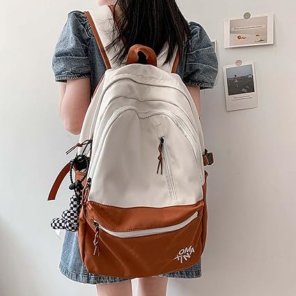 Backpack Cute with Flower Pin Pendant School Bag Aesthetic Pastel Supplies Accessories Canvas Daypack