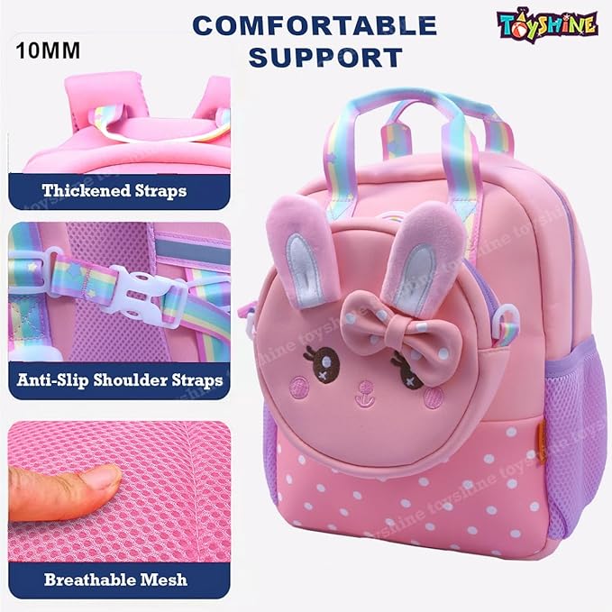 Cute Bow Rabbit Backpacks for Kids Girls Boys Cute Toddler Backpack Preschool Nursery Travel Bag