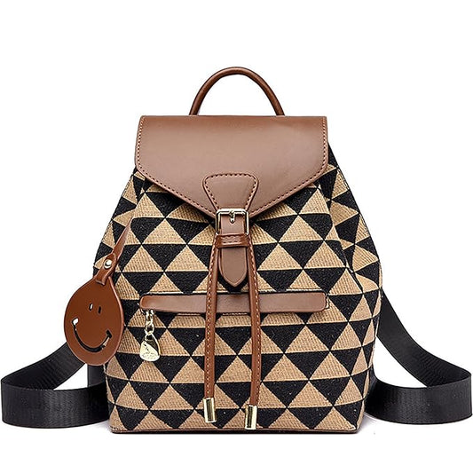 PU Leather Shoulder Backpack For Women's