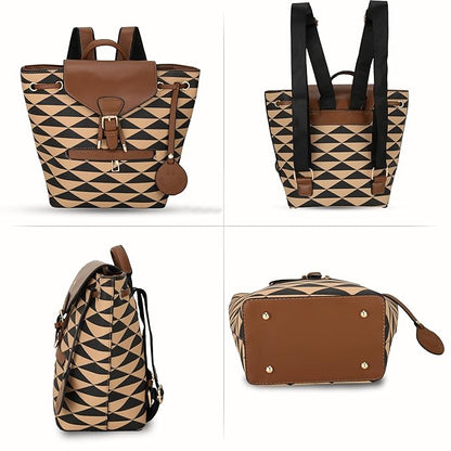PU Leather Shoulder Backpack For Women's