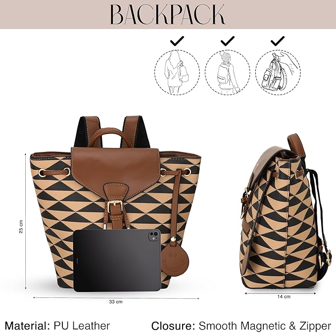 PU Leather Shoulder Backpack For Women's