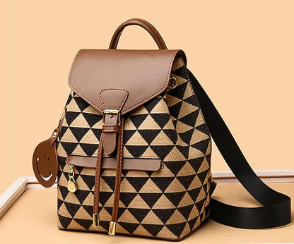 PU Leather Shoulder Backpack For Women's