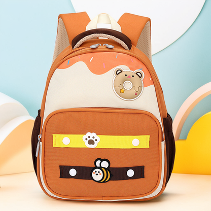 Cute Bee with Bear Theme Kindergarten Backpack for Kids Girls Boys Toddler Backpack Preschool Nursery Travel Bag Picnic Bag, Mini Size - Brown