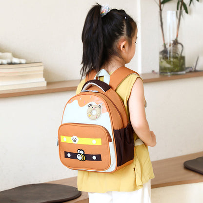Cute Bee with Bear Theme Kindergarten Backpack for Kids Girls Boys Toddler Backpack Preschool Nursery Travel Bag Picnic Bag, Mini Size - Brown