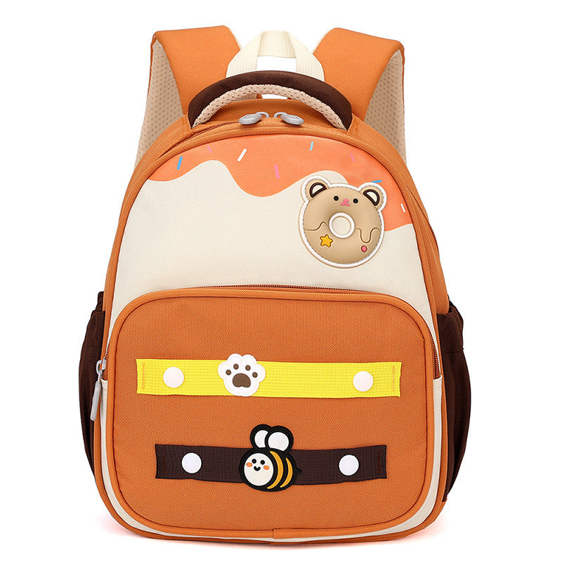 Cute Bee with Bear Theme Kindergarten Backpack for Kids Girls Boys Toddler Backpack Preschool Nursery Travel Bag Picnic Bag, Mini Size - Brown