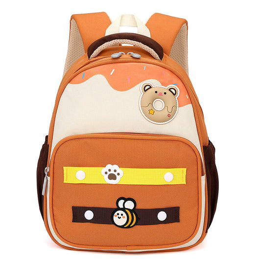 Cute Bee with Bear Theme Kindergarten Backpack for Kids Girls Boys Toddler Backpack Preschool Nursery Travel Bag Picnic Bag, Mini Size - Brown